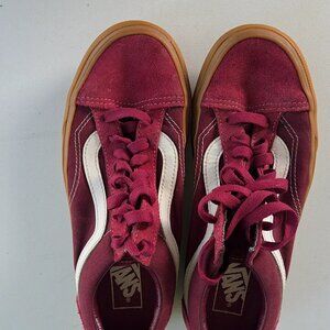 VANS Off The Wall Suede Sneaker Burgundy Skateboard Hip Grunge Men 6.5/Women 8